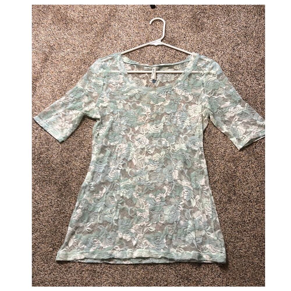 Y2K Lace Wallflower top size L blue/green
